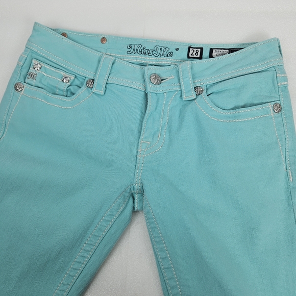 Rare Miss Me mint green capri jeans JP5415P3 Size 28 - Picture 2 of 15